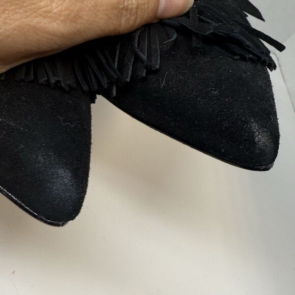Antonio Melani x Jennifer Sumko Mimi Kid Suede Fringe Black Mule Sz 8.5 (fits 8) - Picture 8 of 10